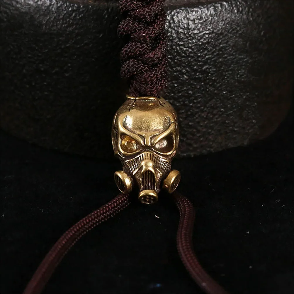 Biochemical Skull Head Brass Knife Beads Vintage Punk Gas Mask Skeleton Face EDC Outdoor Tool Survival Paracord DIY Accessories