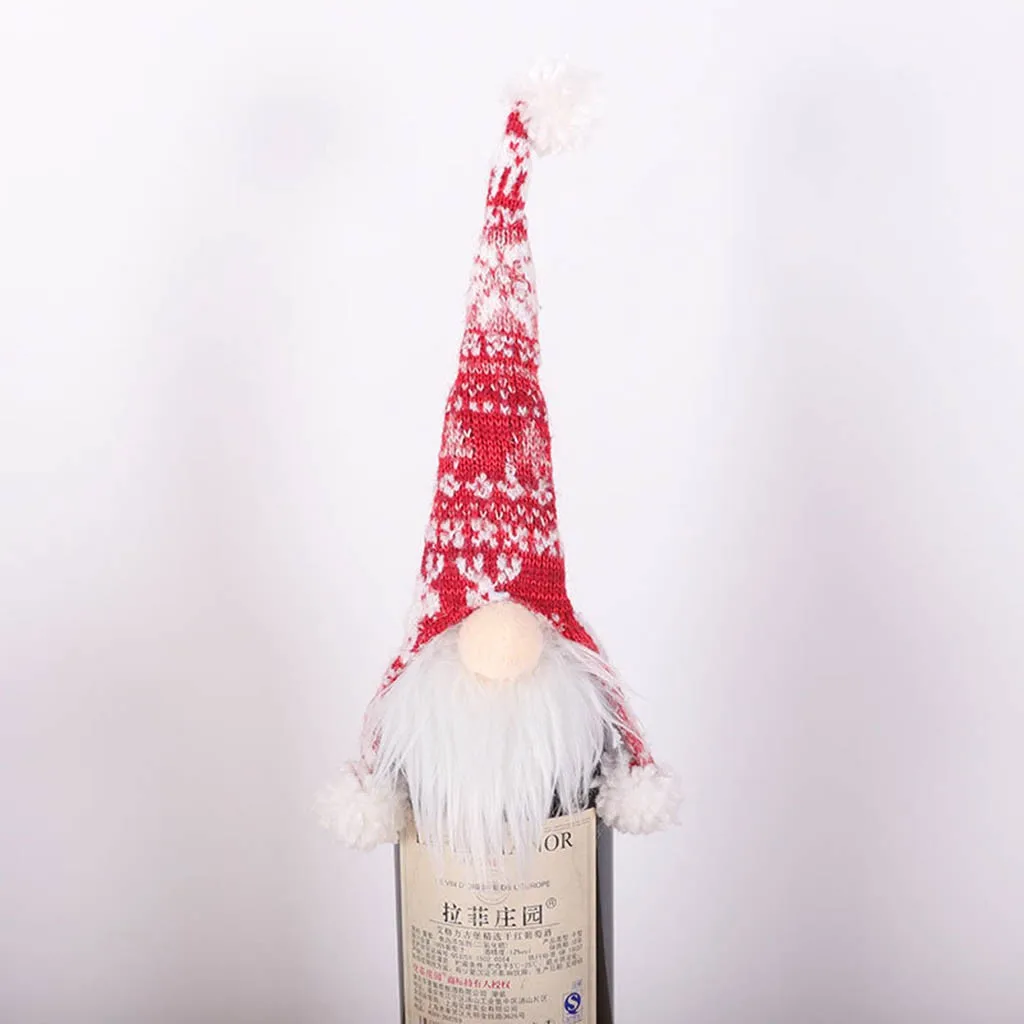 New Faceless Santa Claus Wine Bottle Cover Dwarf Rudolph Doll Christmas Ornaments Holiday Party Bar Decorative Supplies