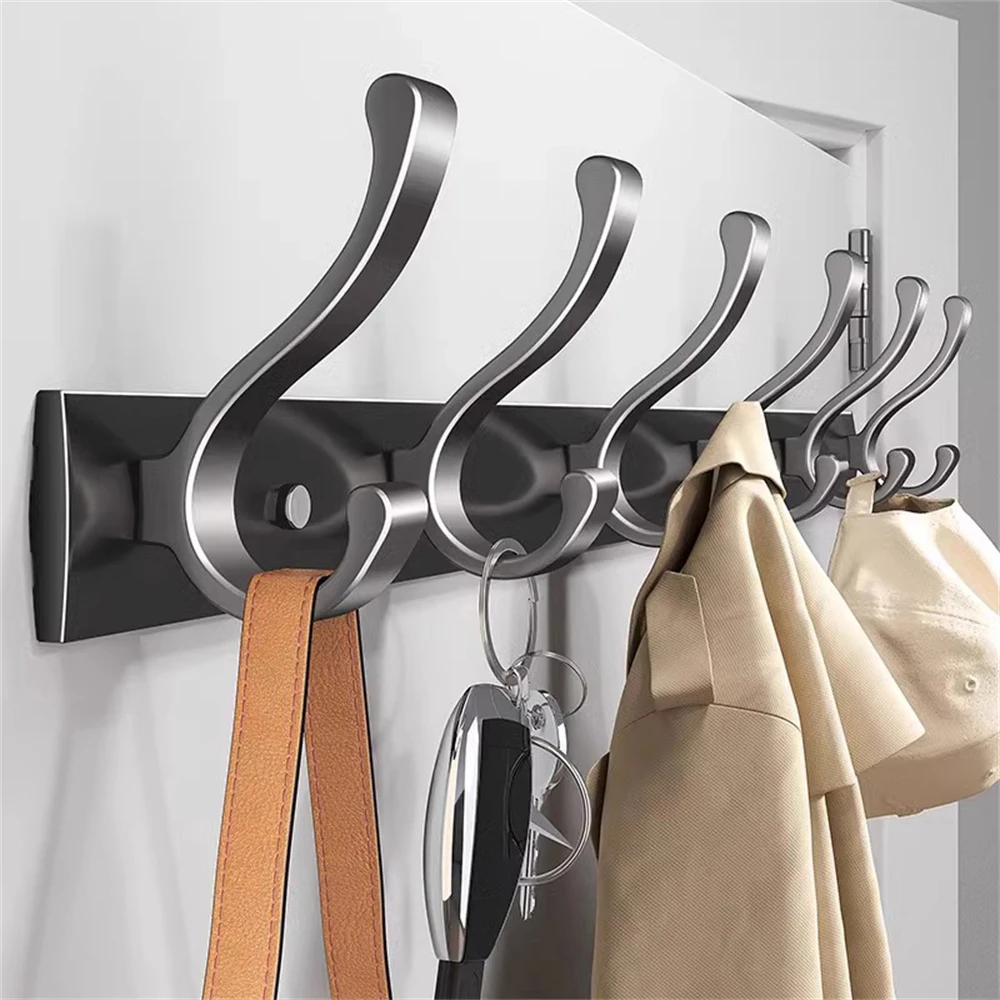 1 Piece Black White Folding Robe Hook Towel Rack Nail Wall Hanger Hook Jacket Bathroom Clothes Rack Kitchen