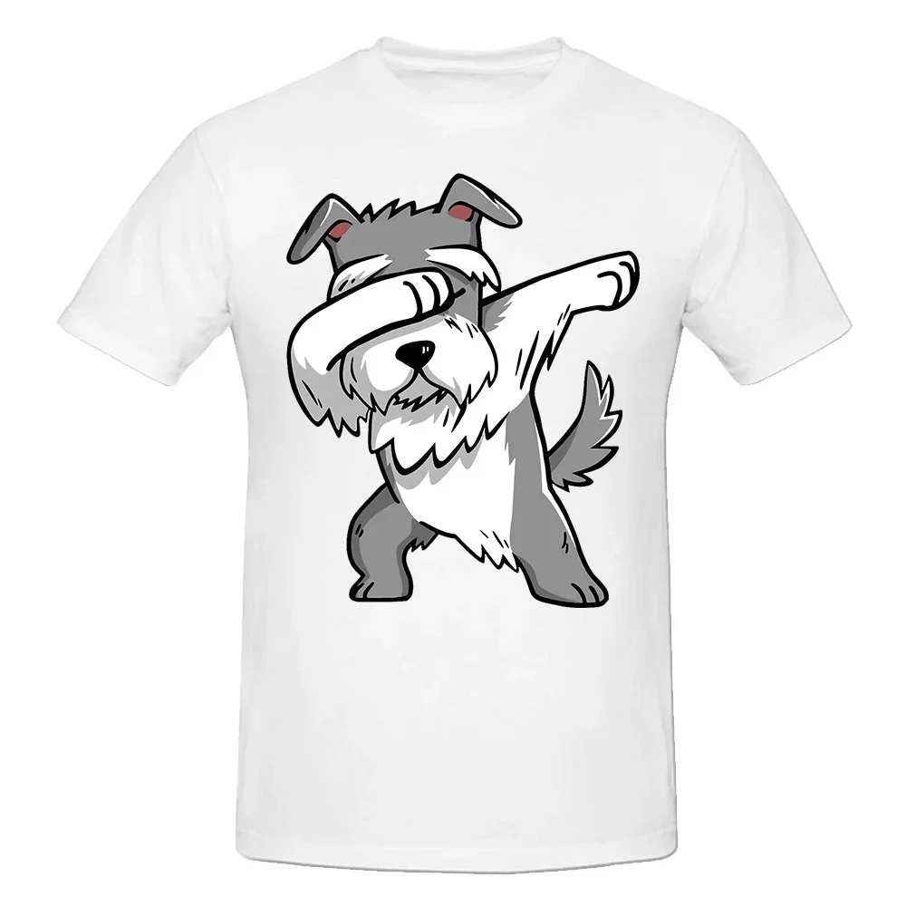 Funny Dabbing Miniature Schnauzer Dog Dad T Shirts Summer Style Graphic Cotton Streetwear Short Sleeve Birthday Gifts T-shirt