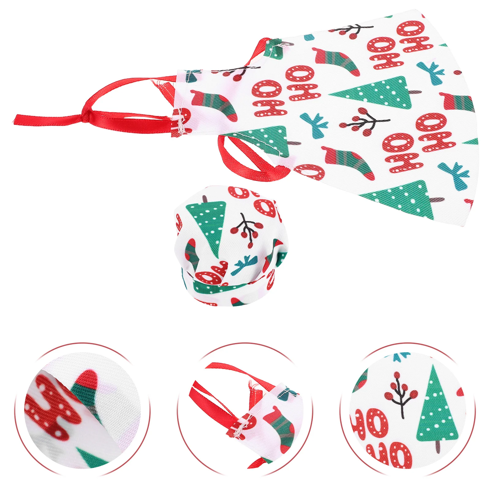 

1 set 1 Set Christmas Chef Hat Apron Bjd Dress Up Kitchen Cooking Costume For Kids Pretend Play Holiday Tree Pattern