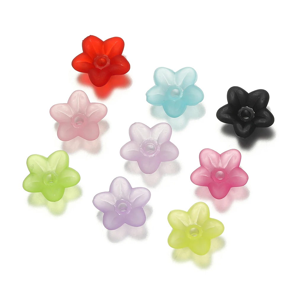 50-10pcs/bag Acrylic Frosted Small Flower Petal Beads Caps Loose Spacer Beads For DIY Necklace Bracelet Making Accessories