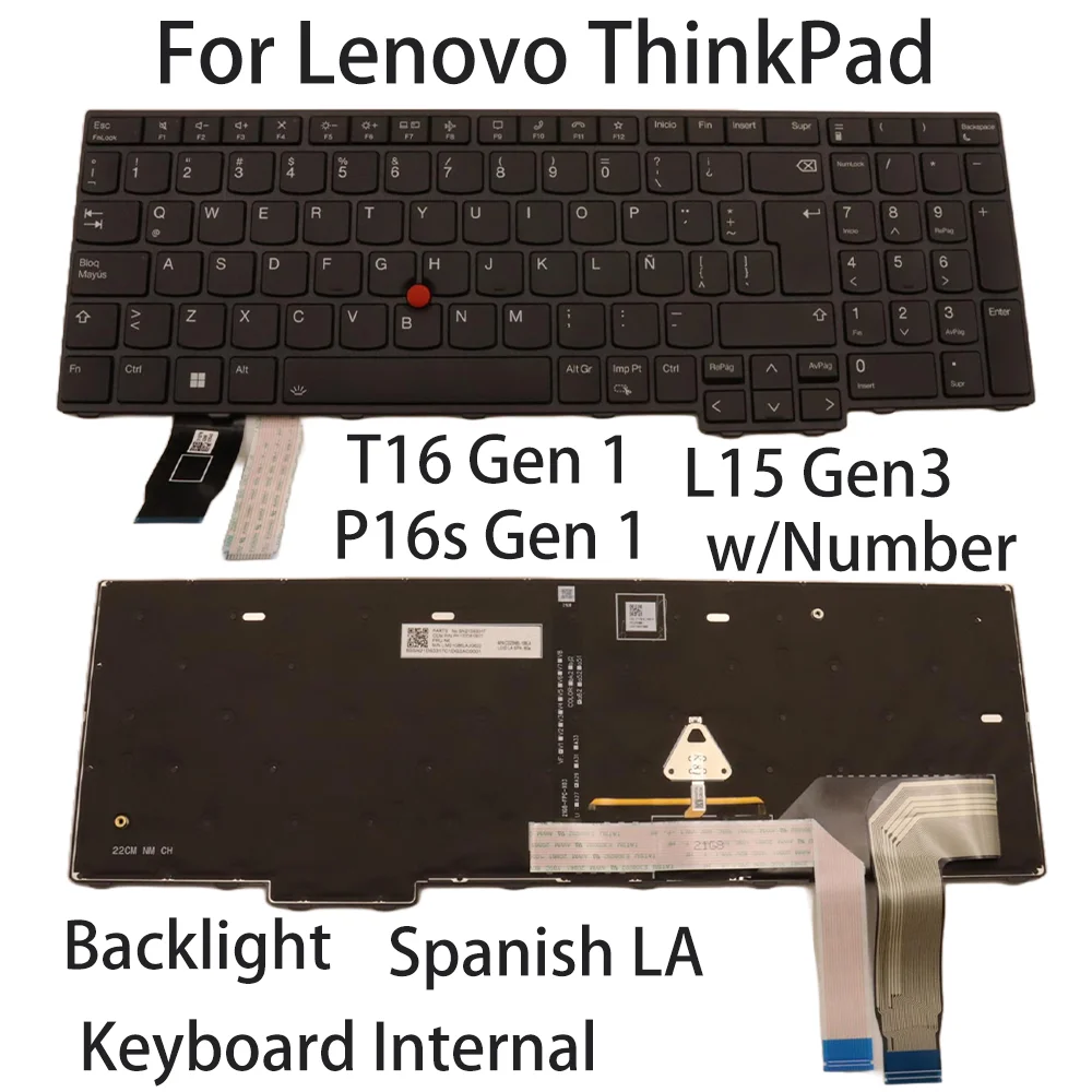 New For Lenovo ThinkPad P16s/T16 Gen 1 L15 Gen3 Laptop keyboard Spanish LA Backlight w/Number 5N21D93689 5N21D93763 5N21D93615