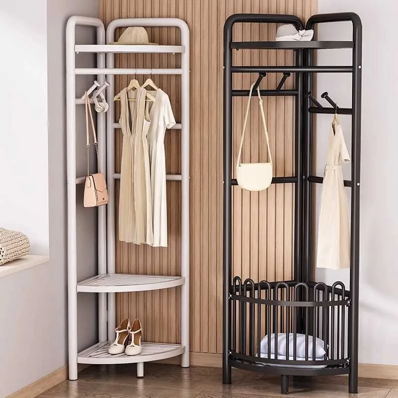 Storage against the wall Corner wardrobe drying hat rack Household bedroom Corner hanging hanger Corner floor carbon