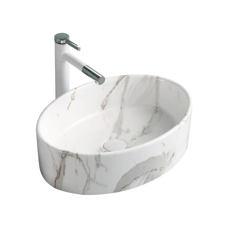Ceramic wash basin, upper basin, marble washbasin, light luxury style, Tengxiang hand basin