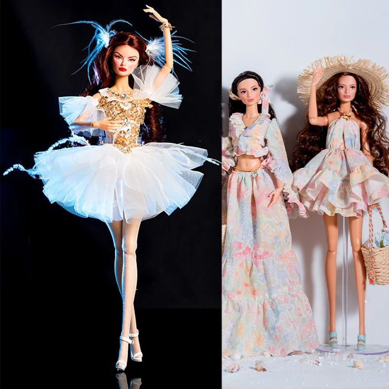 

32cm FR Supermodel Clothes Suit Accessorie Island Holiday Luxuriou Series Cowboy Pants Exquisite Dress 1/6 Doll DIY Dress Up Toy