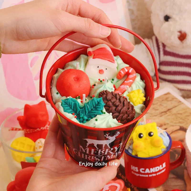 

Christmas Scented Candle Cute Santa Bucket Snowman Christmas Tree Snow Soy Wax Decorative Aromatherapy Candle Home Decor Gift