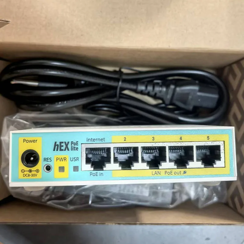 

MikroTik RB750UPr2 hEX PoE lite RouterOS Router 5xEthernet with PoE output for 4 ports switch