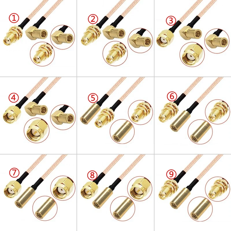 RG316 Coaxial Cable SSMB To SMA Male Female Connector RPSMA To SSMB Right Anlge Crimp for Extension Cable Low Loss Fast Delivery