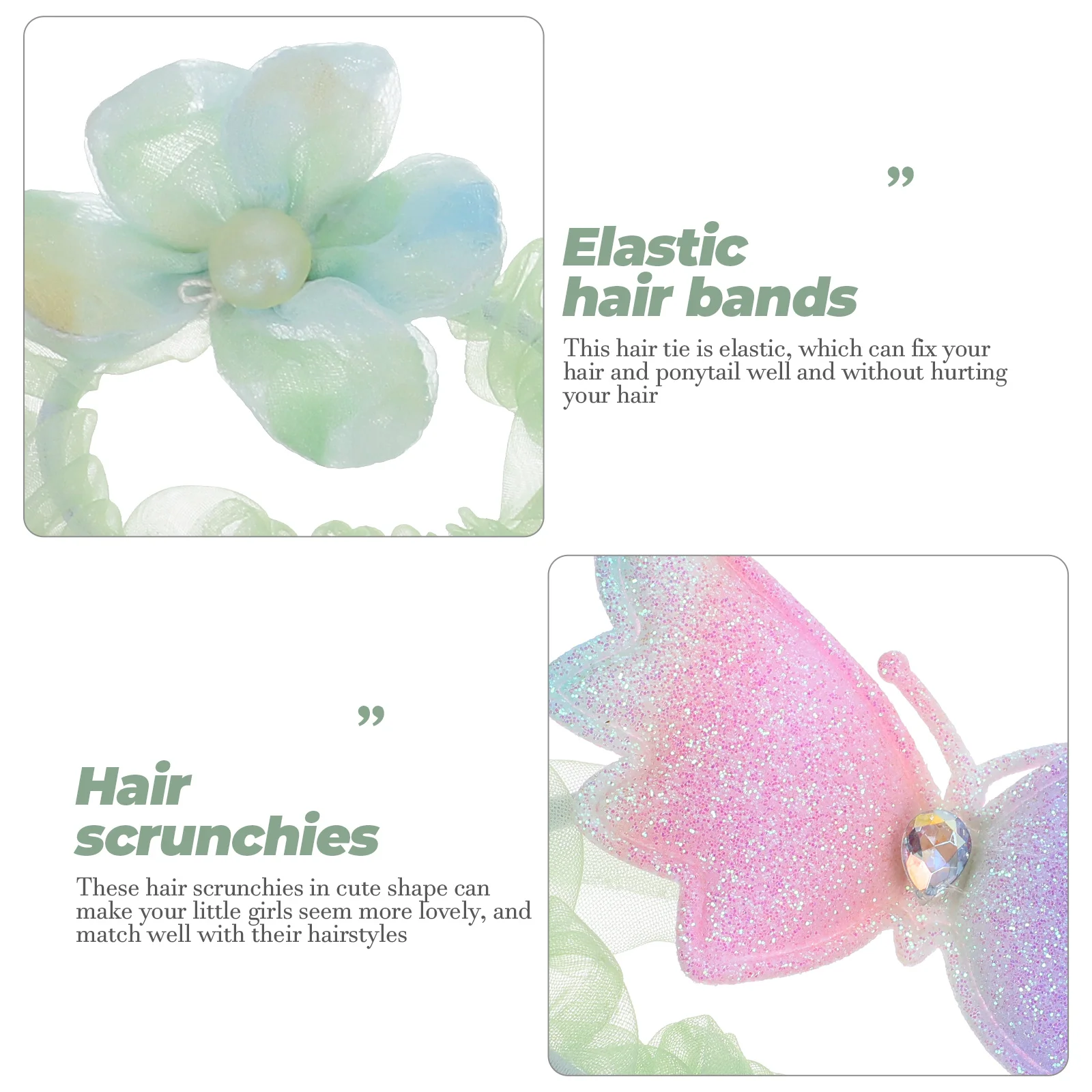 

5 Pcs Hair Accessories Circle Little Scrunchies Ring Cute Green