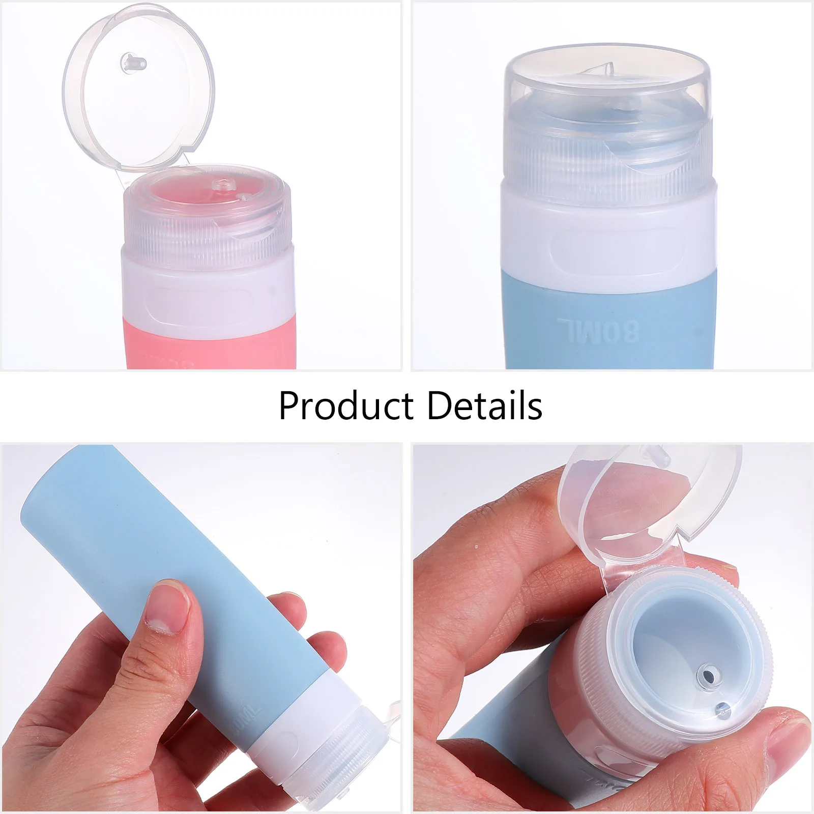 

3pcs Silicone Travel Bottles 80Ml Empty Refillable Containers For Shampoo Conditioner Lotion Facial Cleanser Dispenser