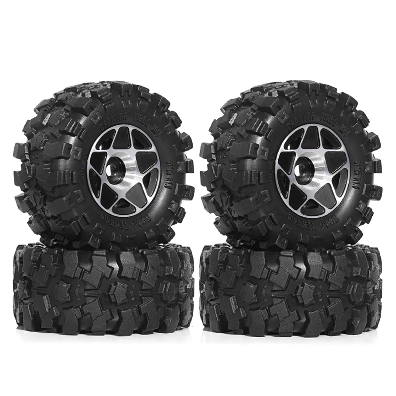 4Pcs 57Mm 1.0Inch Metal Beadlock Wheel Tire Set For 1/18 1/24 RC Crawler Car TRX4M SCX24 AX24 FCX24