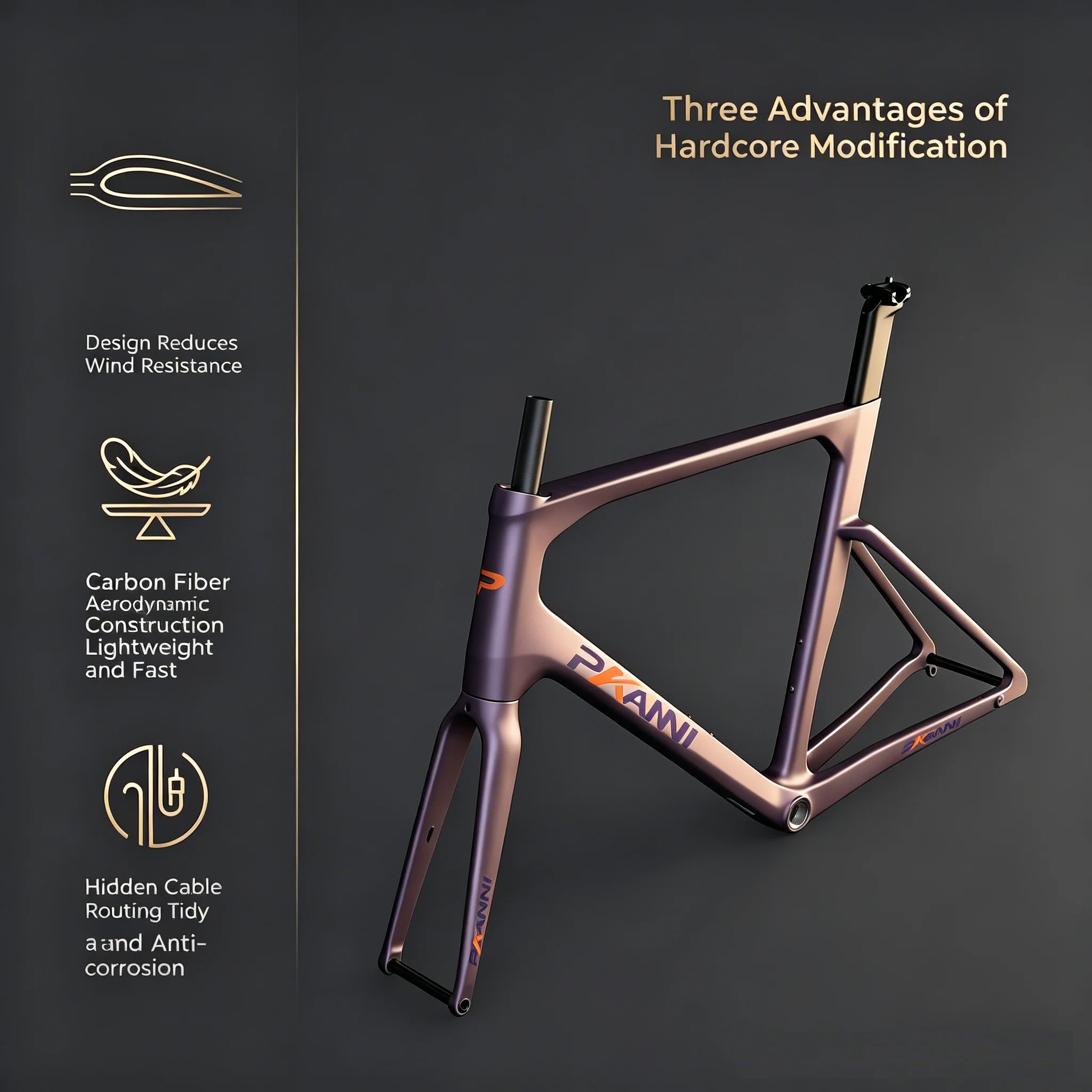 All-carbon fiber road bike frame, 20-inch ultra-light aero disc brake post-mounted internal routing, 451 bicycle modified frame