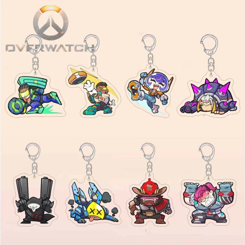 Акриловый брелок в стиле аниме Overwatch, милый кулон с персонажем мультфильма, подходит для сумок и ключей, подарки для фанатов косплея, идеальный косплей Акриловый брелок в стиле аниме Overwatch, милый кулон с персонажем мультфильма, подходит для сумок и ключей, подарки для фанатов косплея, идеальный косплей