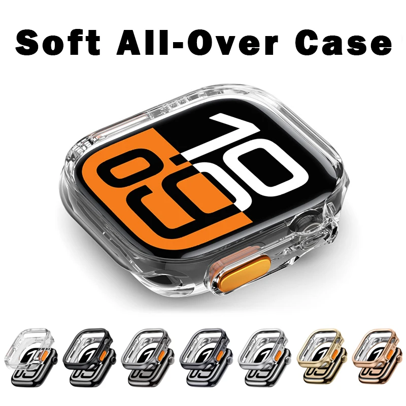 

TPU Soft Cover for Apple Watch 10 9 8 Case 46mm 42mm 45mm 41mm 44/40mm Men Protector iWatch series 7 se 6 5 4 Bumper Accessories