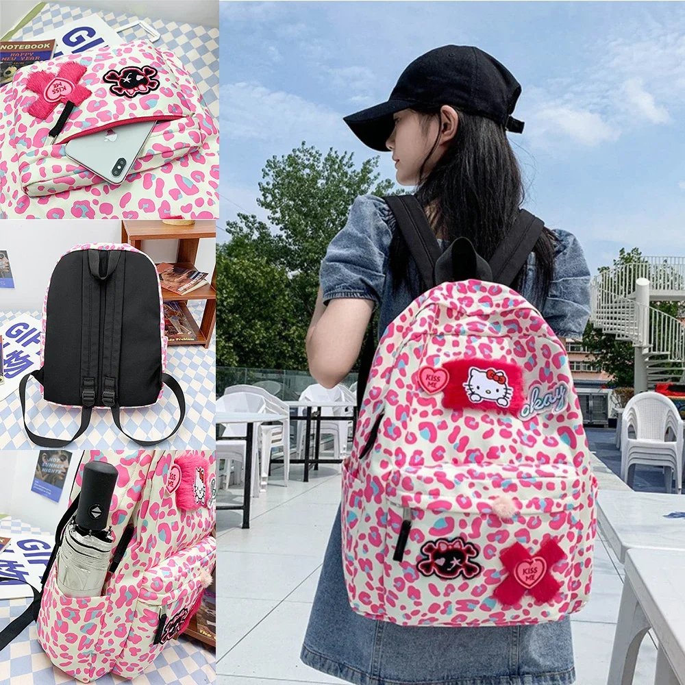 

Sanrio Anime HelloKitty Pink Schoolbag Girl Cartoon Cute Students Large Capacity Backpack Travel Hand Bag Fashion Festivals Gift