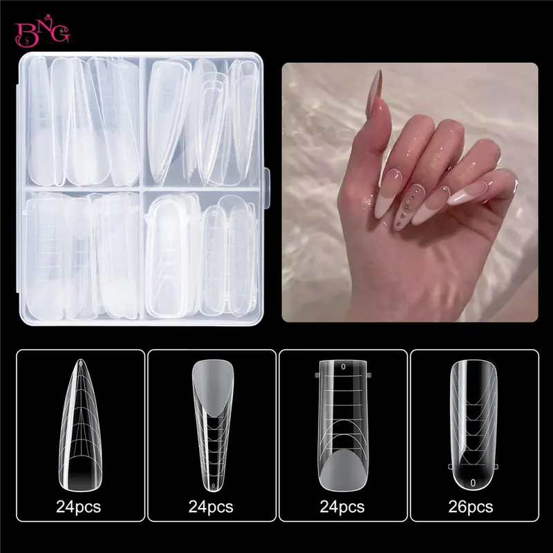 BNG 98/145Pcs Dual Form Nail Mold Set Full Cover Nail Extension Tip Acrylic Top Forms Quick Building Molds for Poly Nail Gel - Image 7