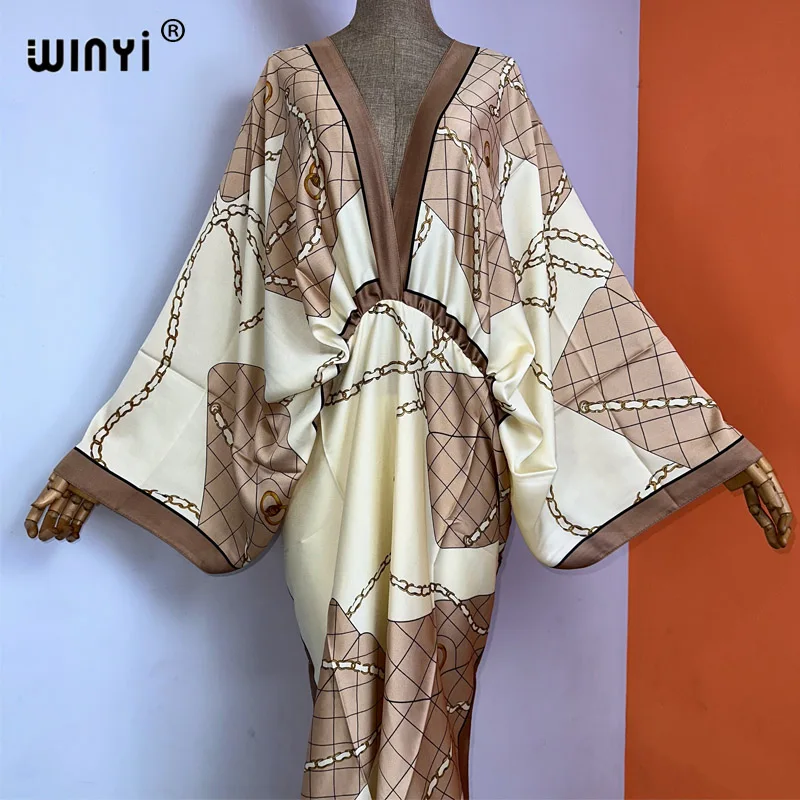 Imagem -03 - Abaya Vestido Maxi para Mulheres Nova Moda Dashiki África Kimono Kaftan Caftan Swimsuit Boho Print Clothing