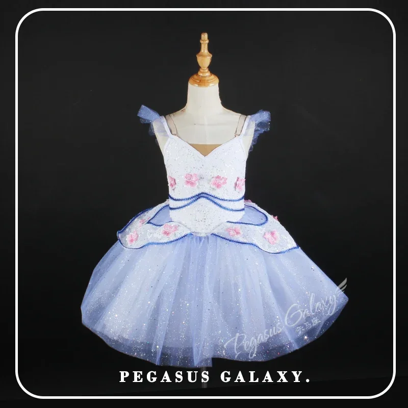 

Sequin Blue Ballet Tutu Dress Child Flower Stage Show Costume Women Girl Off Shoulder Swan Lake Dance Clothes Adult Ballet Dress