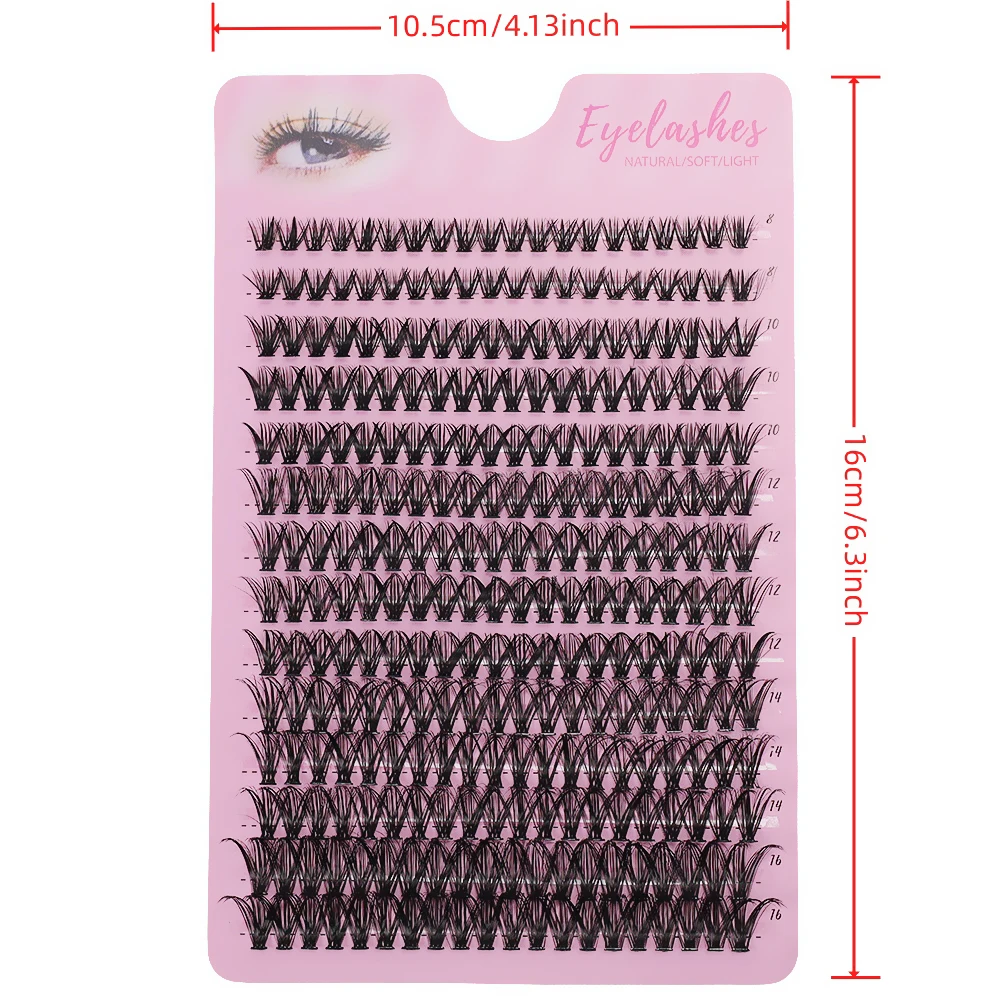 14 pièces 40D 8-16mm mélange d-roll cils grappes, extension de cils simples, faux cils doux et naturels, extension de cils bricolage