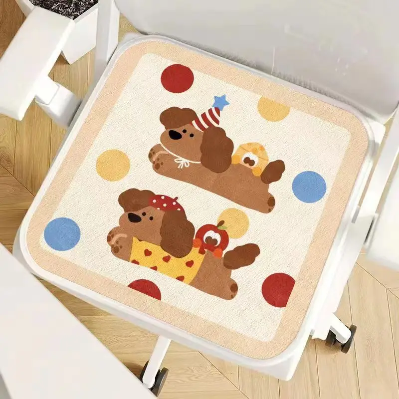Thickened Velvet Chair Pad Cartoon Cute Office Sofa  Cushion Student Dormitory Warm Cool Proof Simulation Cashmere Pad