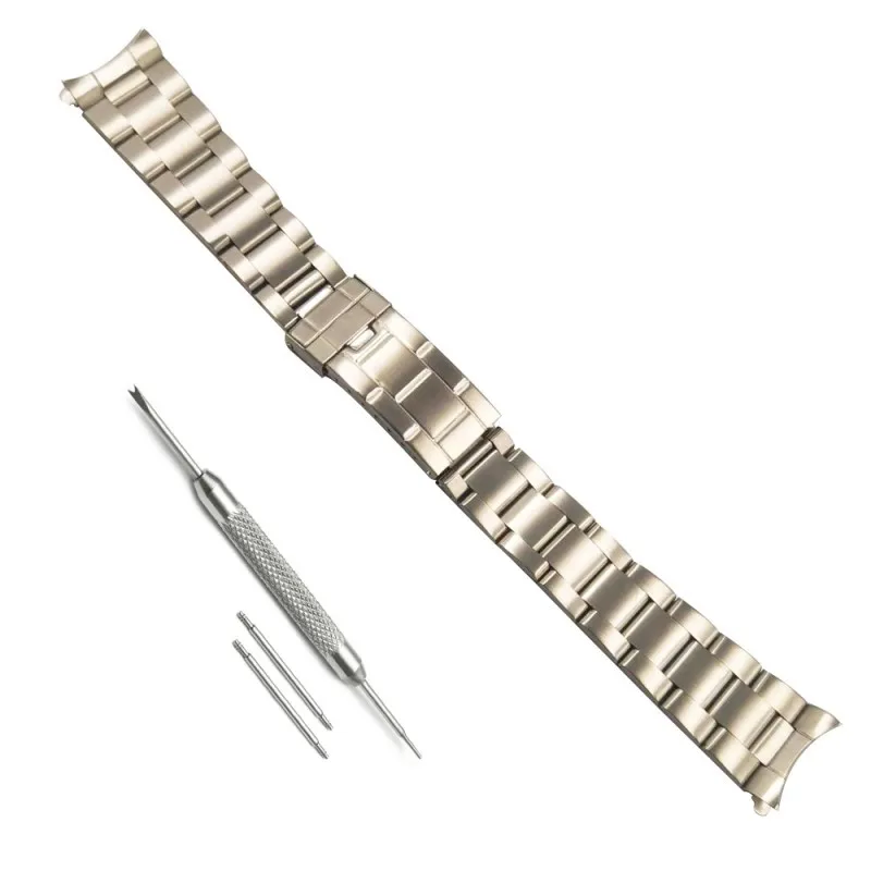 20mm Vintage Brushed Stainless Steel Oyster Curved End Watch Strap Bands Bracelet Fits For Rolex RLX 16700 16710 70216 Watch