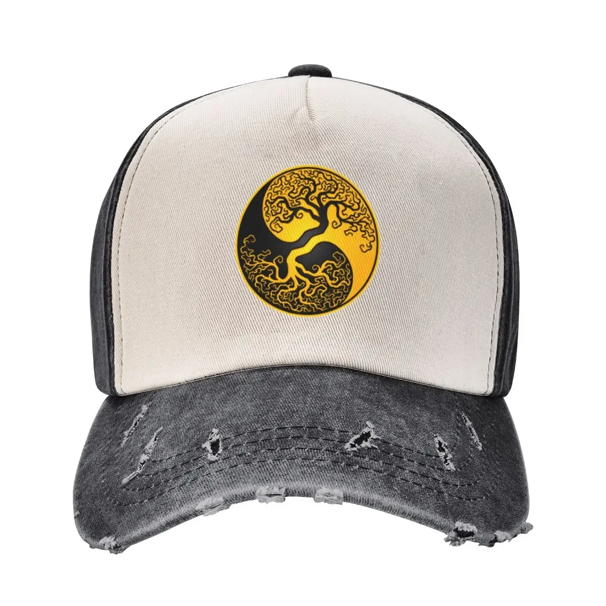 Yellow and Black Tree of Life Yin Yang Baseball Cap Sports Cap Golf Cap Hip Hop Hood For Man Women's