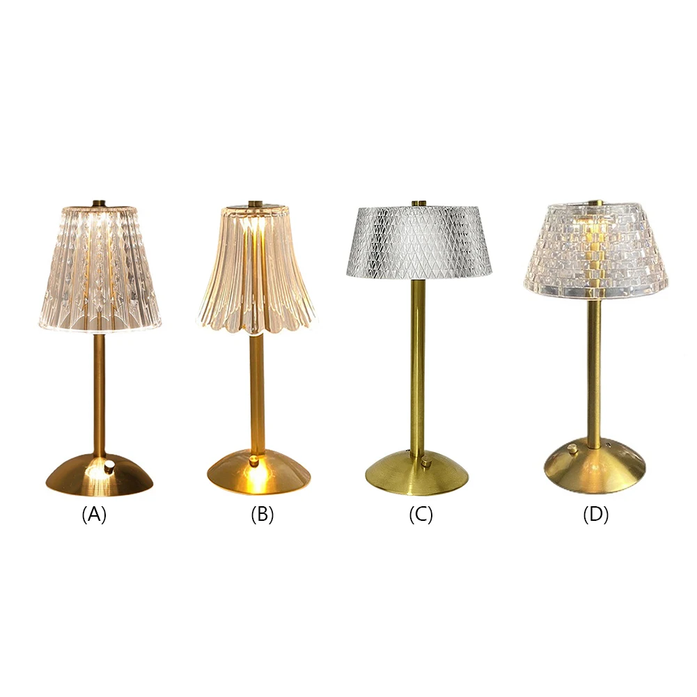 3 Colors LED Table Lamps Dimmable Crystal Table Lamp Rechargeable Romantic Wireless Creative Acrylic for Bedroom Living Room