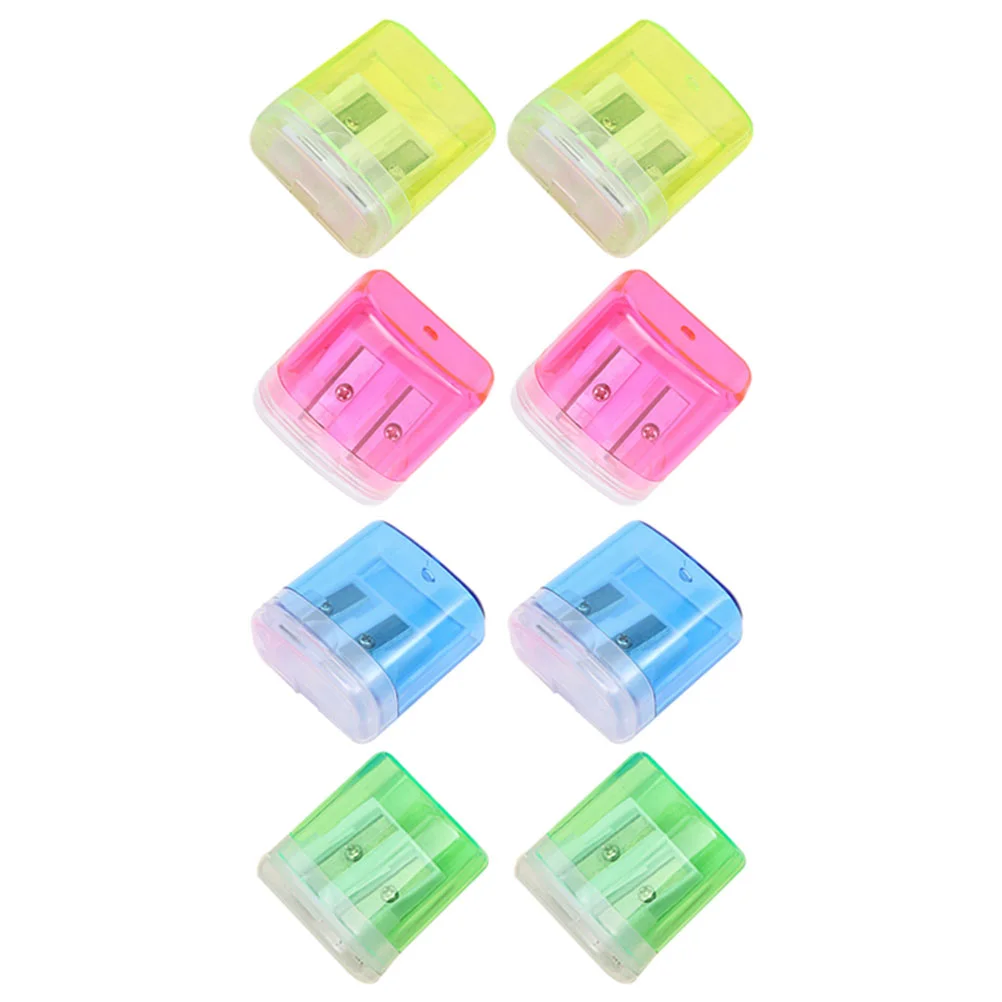 

Double Hole Plastic Pencil Sharpener Hand Held Manual School Office Supply Lightweight Easy Use Storage Efficient Study Children