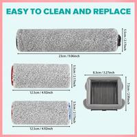 L65A-Replacement Brush Roller And Vacuum Filter Suitable For Xiaomi Roborock Dyad U10 WD1S1A Cordless Wet Dry Vacuum Cleaner