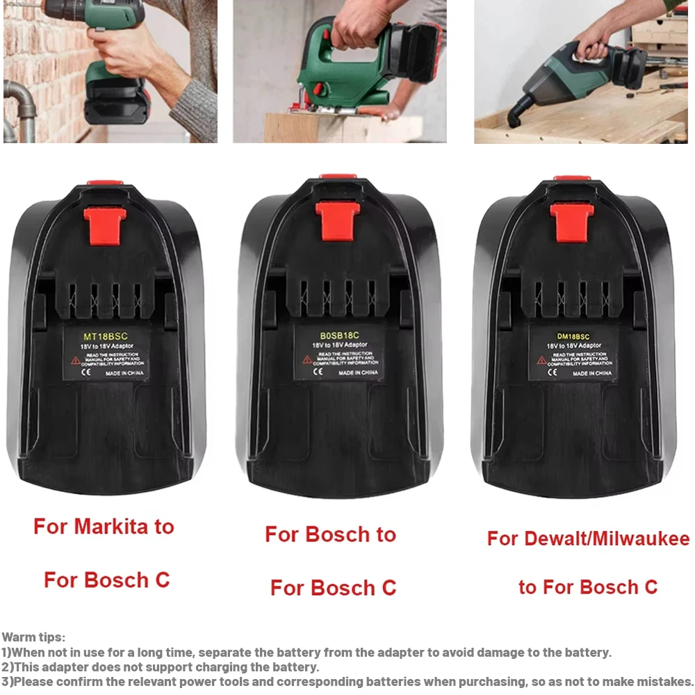 

Адаптер-преобразователь для литиевой батареи Bosch/Dewalt/Makita/Milwaukee 18 В для инструмента Bosch C, аккумулятор 18 В, замена электрического инструмента