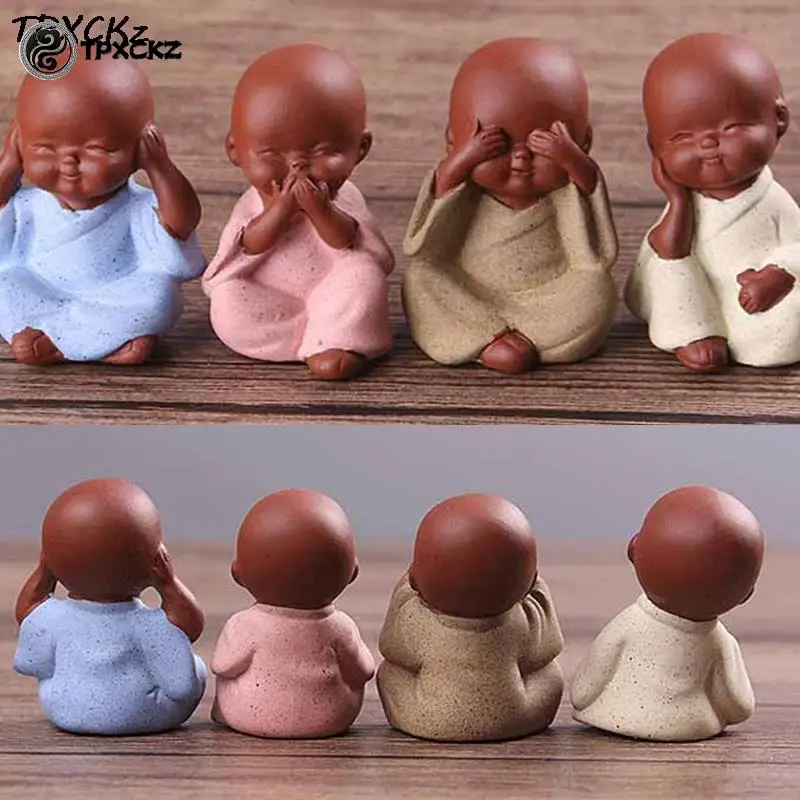 1 قطعة الشاي الطين الأرجواني الحيوانات الأليفة الحلي الراهب الصغيرة بوذا تمثال الراهب تمثال طقم شاي اكسسوارات بوتيك طاولة شاي الديكور #1