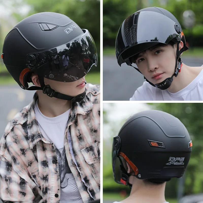 ZL Electric Battery Motorcycle Helmet Gray Sun Protection Half Helmet UV Protection Helmet