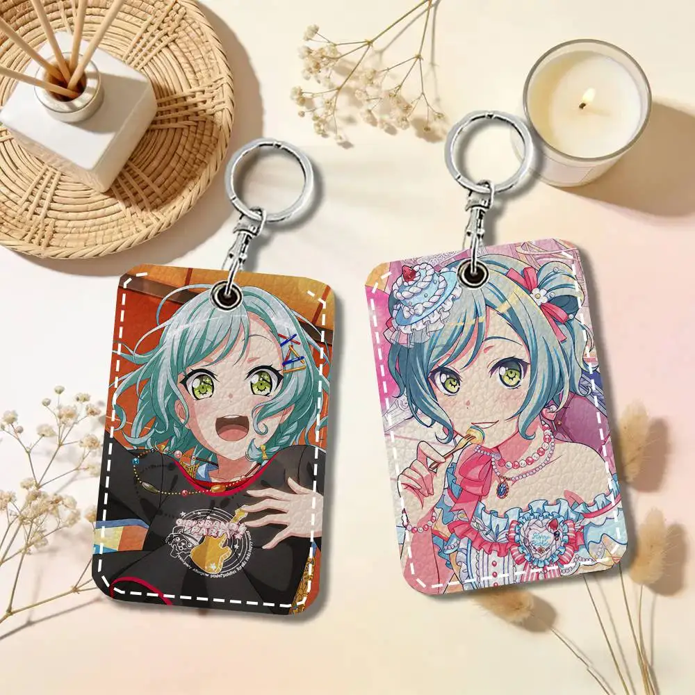 Hikawa Hina Anime BanG D-Dream Card Wallet With Keychain PU Leather Printed Pattern Card Holder