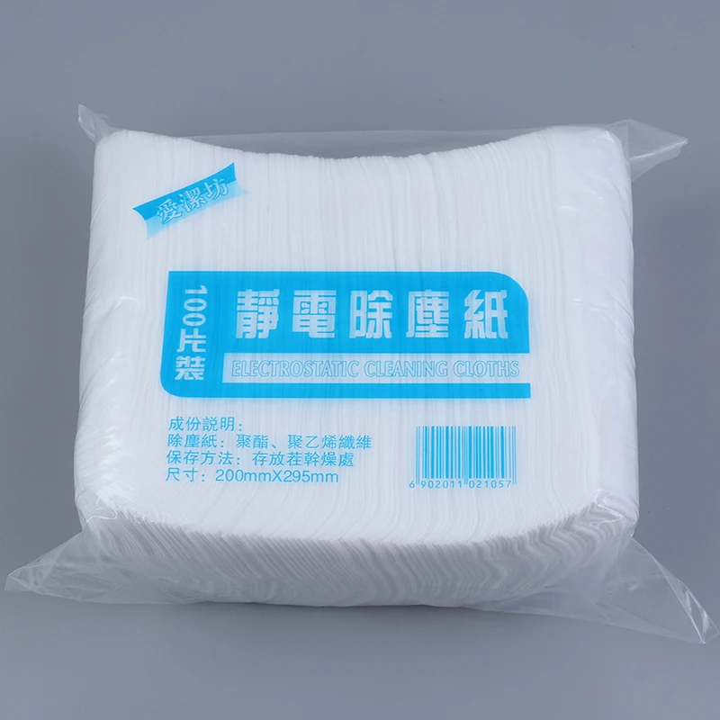 100pcs Disposable Electrostatic Dust Removal Mop Paper Home Kitchen Furniture Bathroom Tiles Cleaning Cloth Accessories