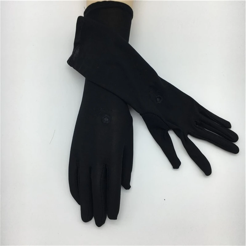 Lady Medium-long Thin Elastic Etiquette Gloves Summer Women Sunscreen Embroidered Gloves Driving Car Accessories