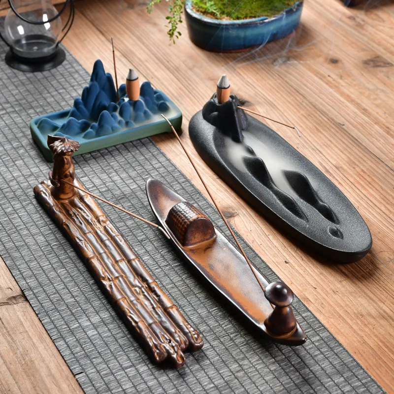 Zen Han River Ancient Shadow Ceramic Incense Stick Multifunctional Reflux Incense Dispenser Sandalwood Creative Decorative Ornam