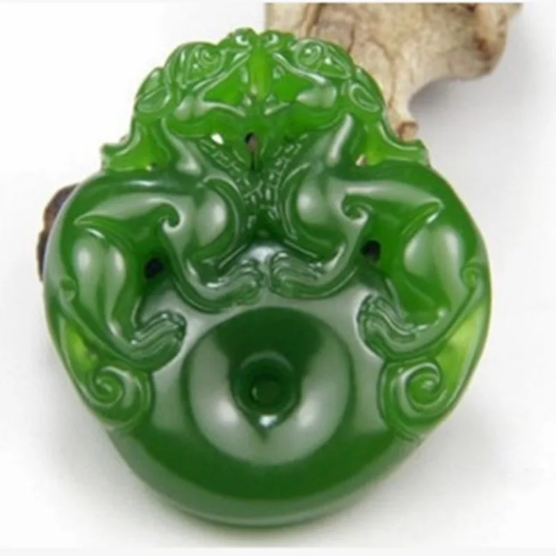 Jade Double Pixiu Pendant with Outer Mongolian Stone To Run Hollow Fashion Ruyi Pendant