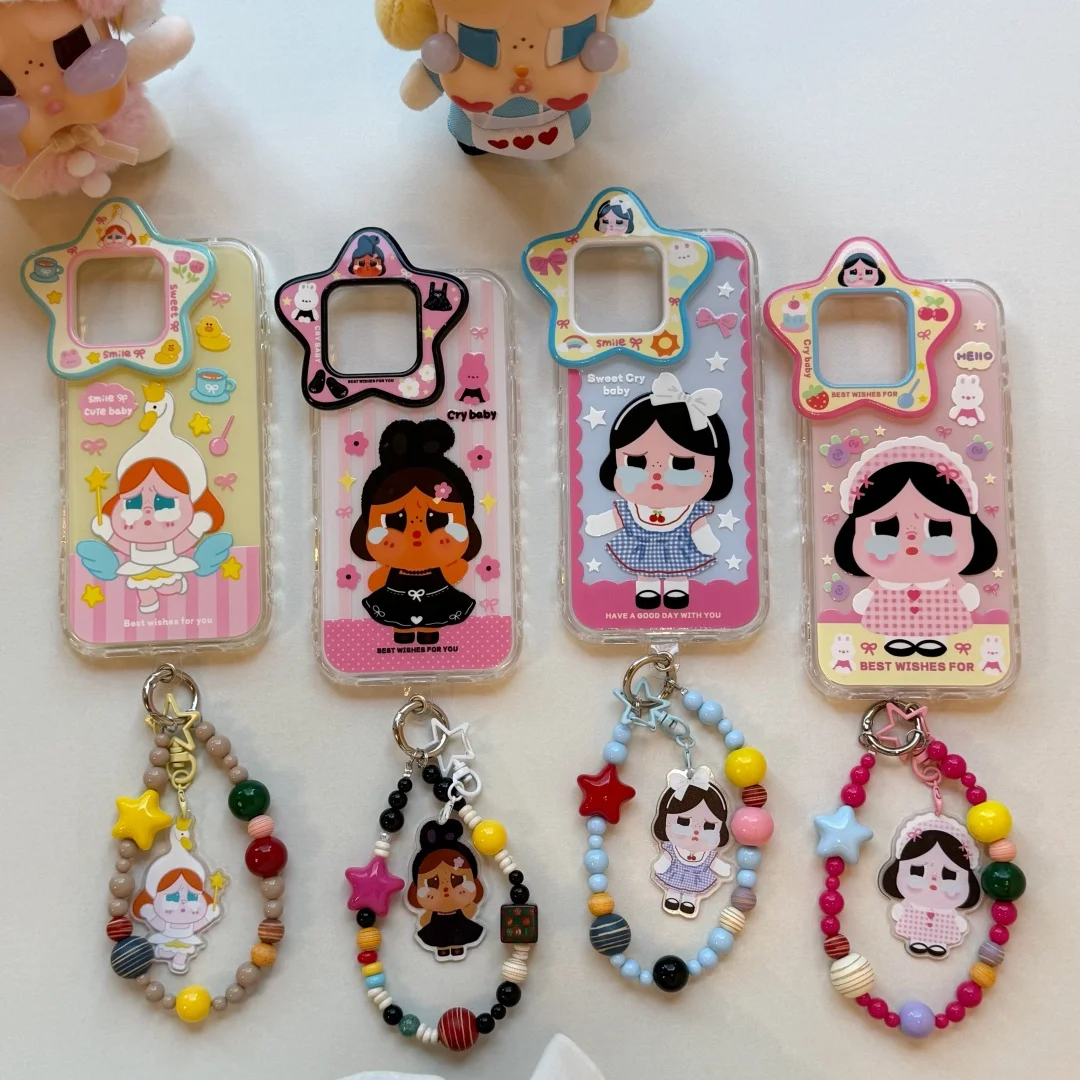 Simpatica custodia per bambino che piange con corda per appendere, anticaduta e antiscivolo, adatta per iPhone 16 Pro Max