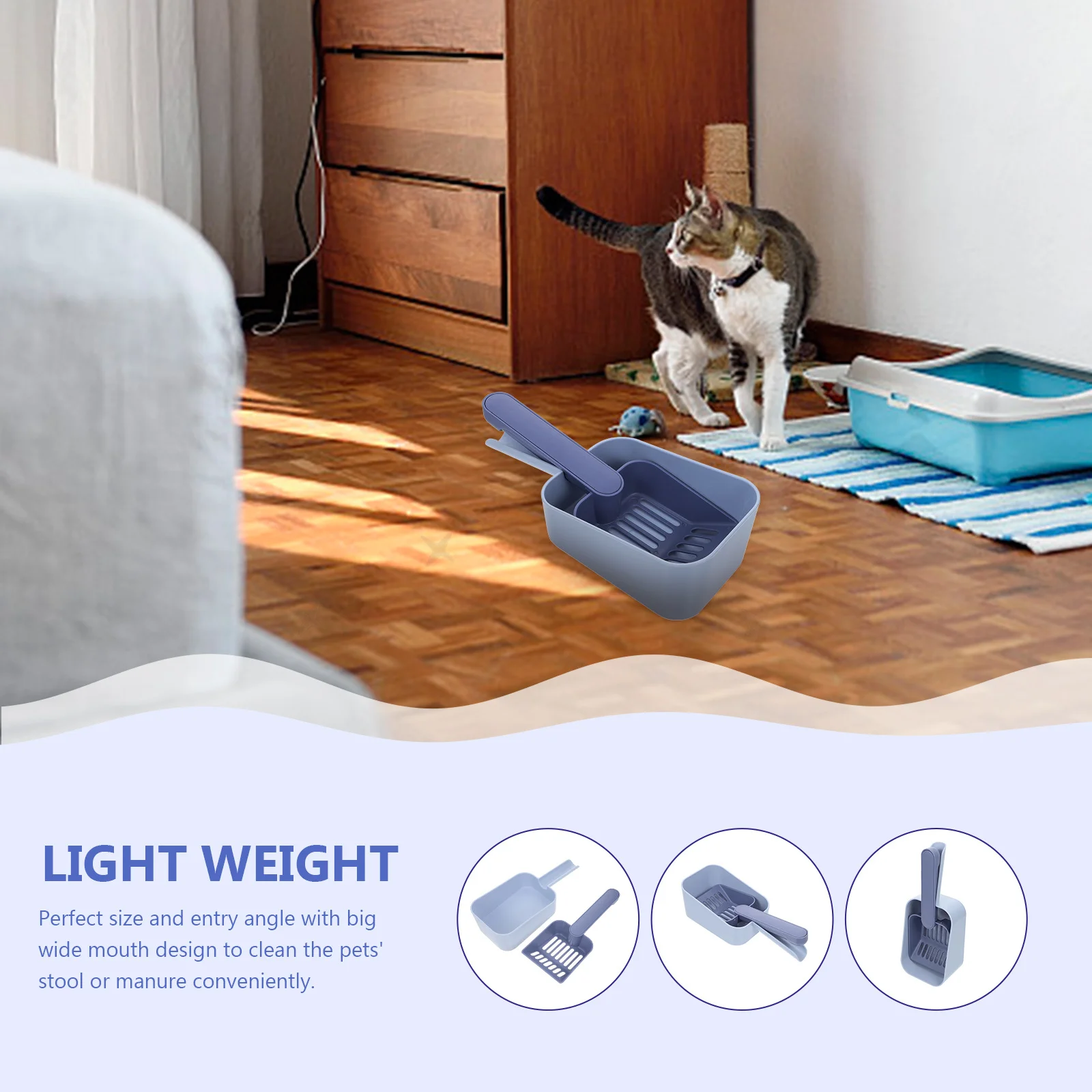 

1Set Cat Litter Shovel Dustpan Thick Solid Handle Comfortable Grip Pet Poop Cleanup Tool Effective Fast Cleaning