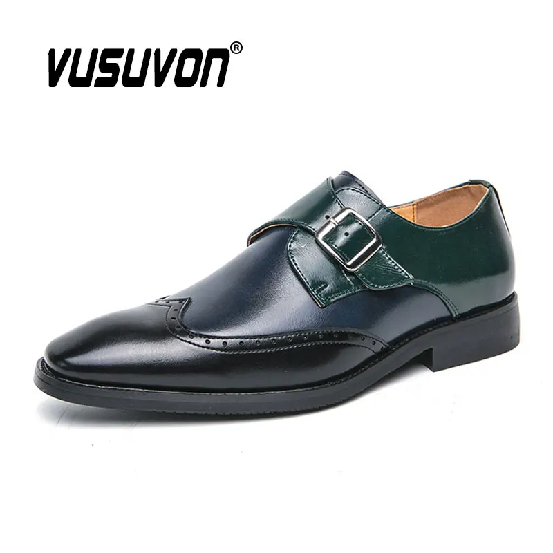 Men Monk Shoes Fashion Patchwork Slip-On Dress Classic Loafer Wedding Causal Business Footwear For Party Big Size 38-48