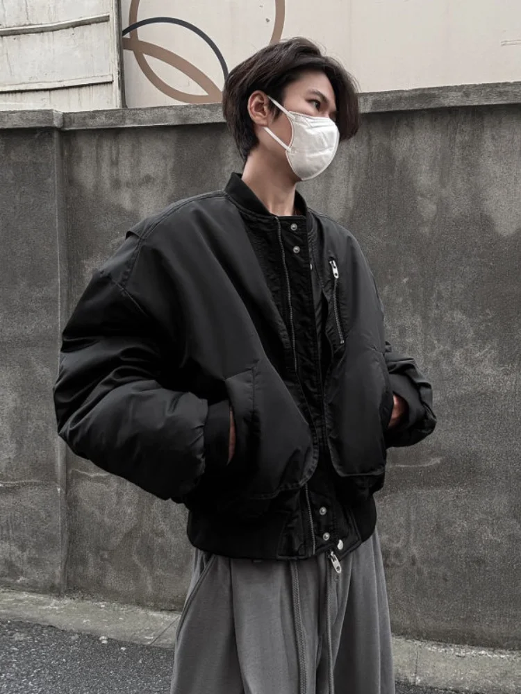 

Thiened American Sle Pilot Jaet Men's Winter Warm ort Baseball Cotton Clothes Cleanfit Loose Fit Long Sve Zipper