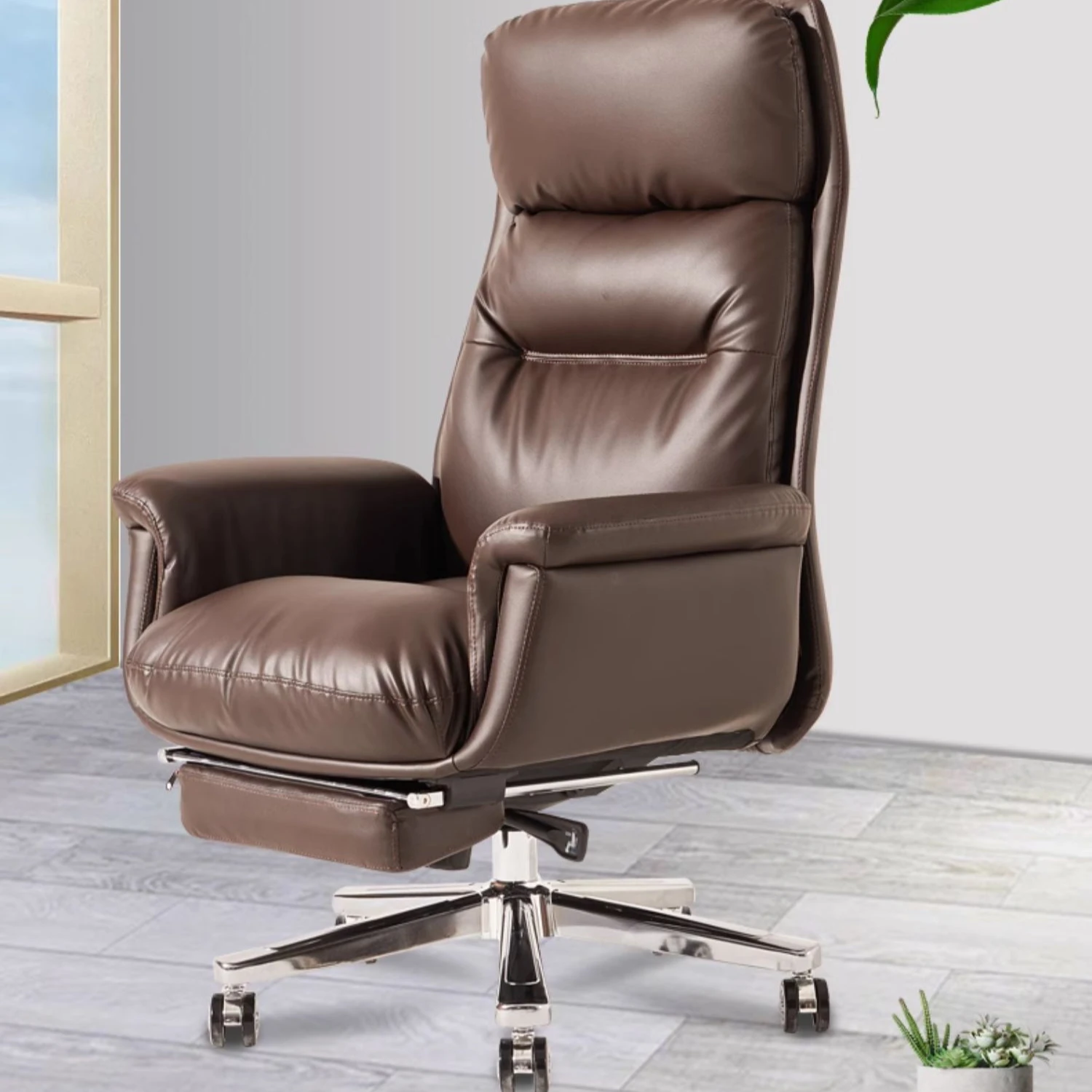 Luxury Leather Office Chair Meditation Conference Long Sitting Elastic Gaming Chair Solid Color Make Up Silla Gamer Furniture