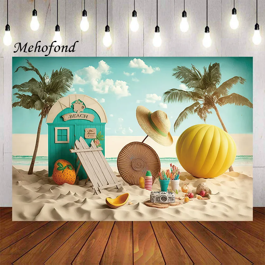 Mehofond Photography Background Summer Party Tropical Hawaiian Beach Seaside Surfs Up Kids Birthday Decor Photo Backdrop Studio