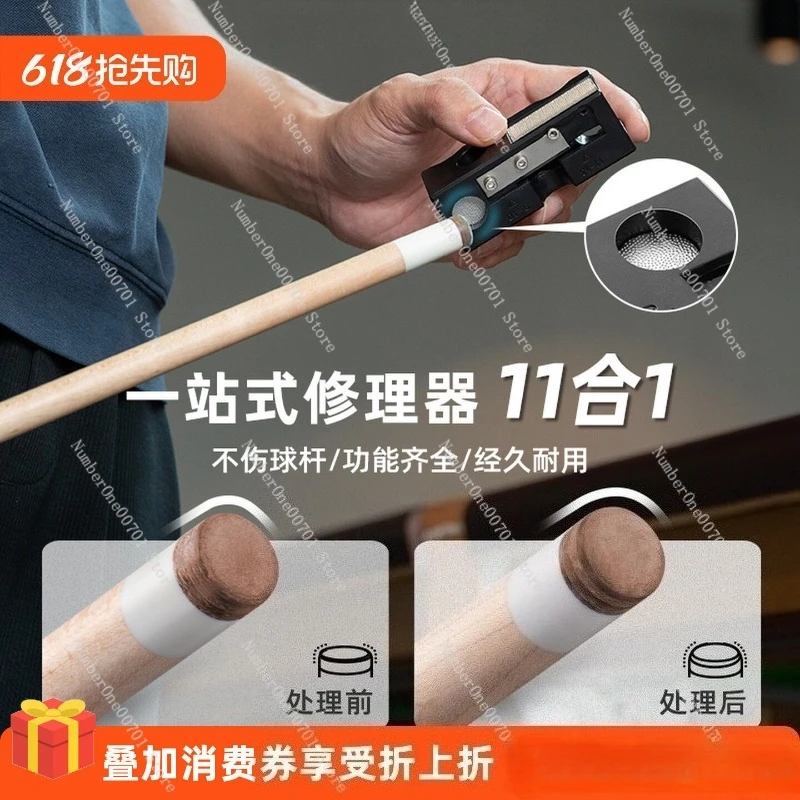 11 in 1 Pool Cue Tip Tool Repair Kit Sander Arc Curvature Shaper for Billiard Snooker