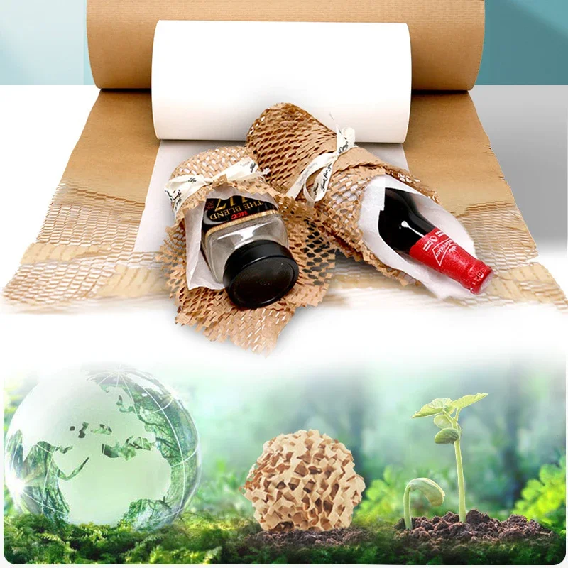 2/5/10M Honeycomb Cushioning Wrap Roll for Packaging Gifts Moving Shipping  Recyclable Honeycomb Paper Supplies Bubble Paper