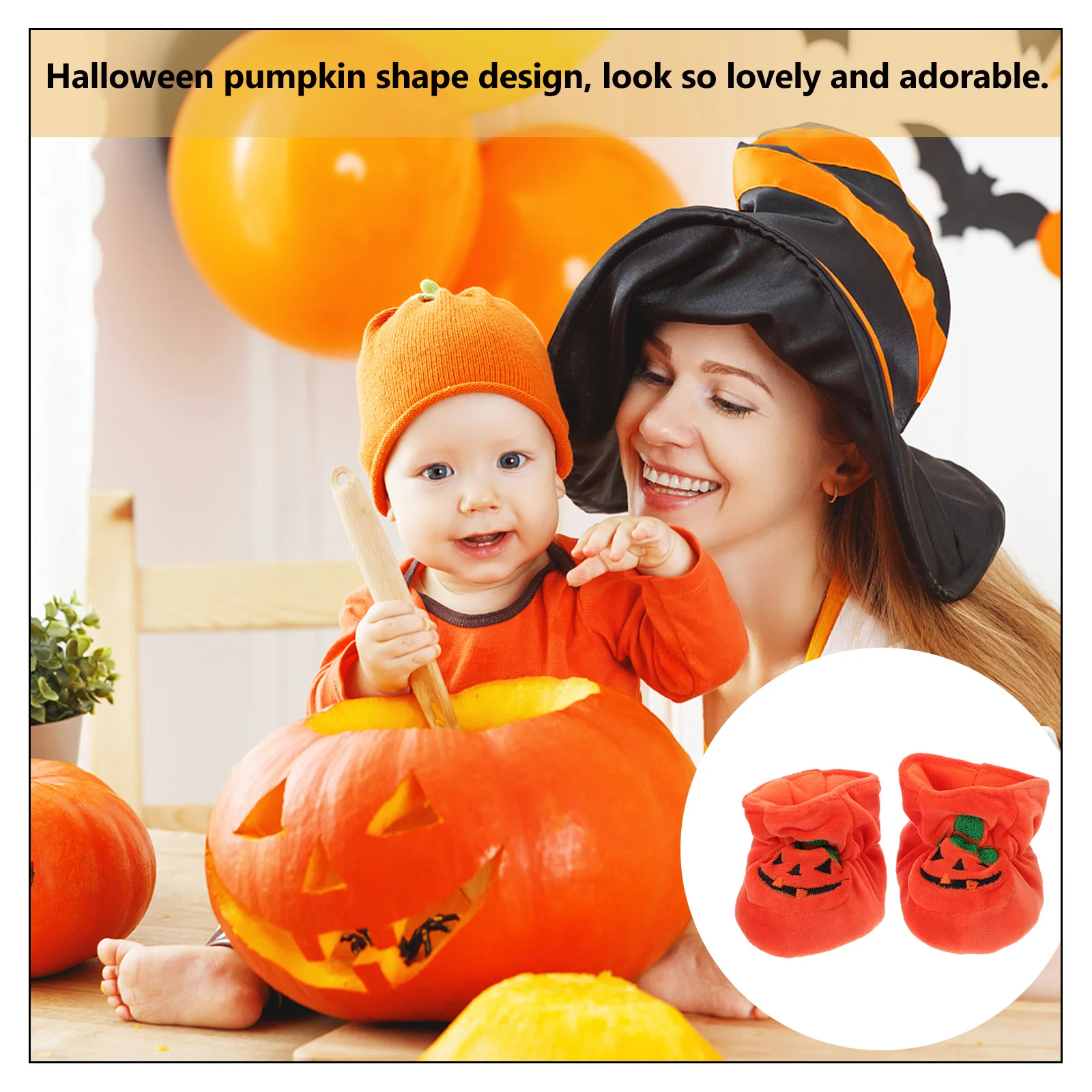 1 زوج الطفل الجوارب اليقطين سرير الأحذية عدم الانزلاق لينة الوليد هالوين اكسسوارات سرير أحذية الوليد النعال الطفل النعال