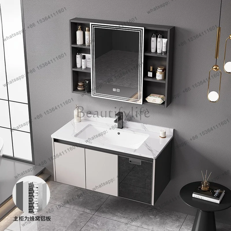 Thickened space aluminum honeycomb bathroom cabinet wash basin storage cabinet waterproof and moisture-proof smart