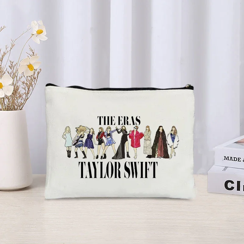 Folklore Music Album Swifter Midnight 1989 Lyrics Makeup Bag Trendy Women Handbag Luxury Canvas Ladies Travel Cosmetic Organizer