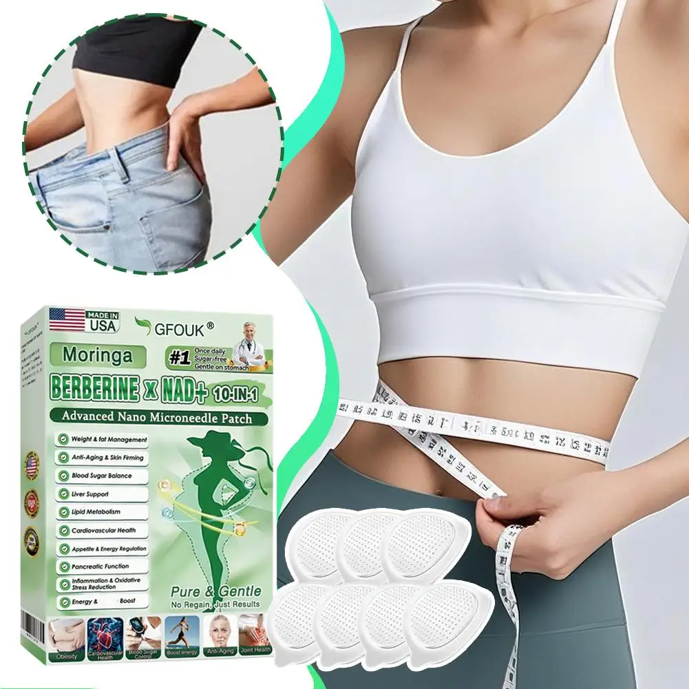 GFOUK Cerotto Transdermico 10in1 con Moringa, Berberina e NAD, Siero Nano Microneedle per Gestione del Peso, Controllo della Glicemia e Anti-Invecchiamento